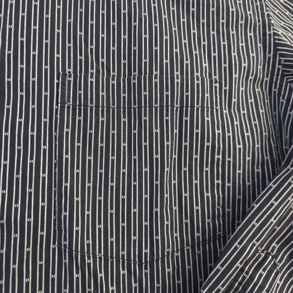 Bugatchi Shirt XL Black‎ White Vertical Striped Long Sleeve Button Up Cotton - Picture 2 of 8
